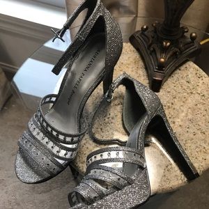 Silver evening shoes
